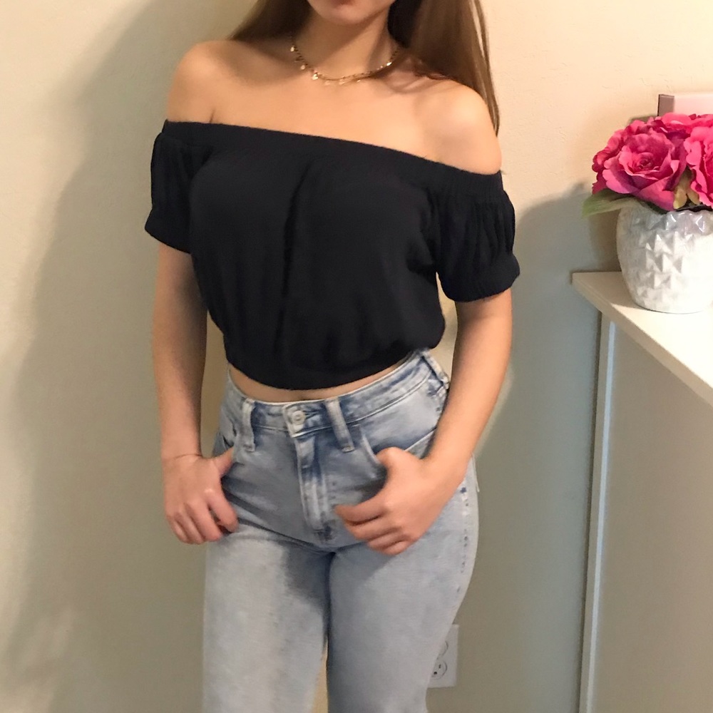 Navy blue off the shoulder top